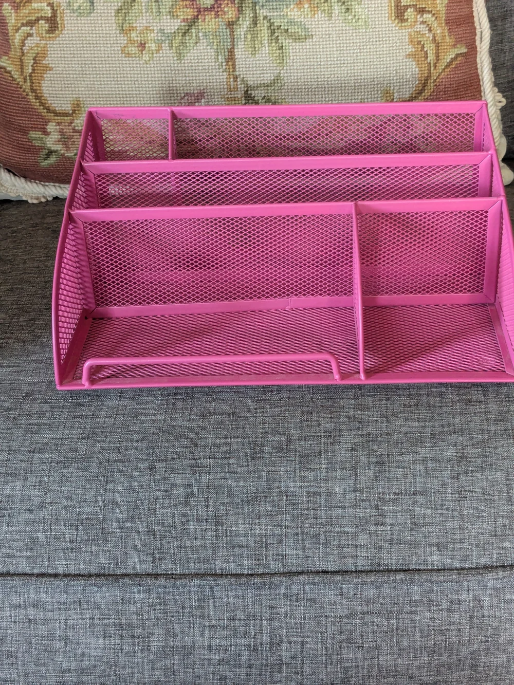 Pink Mesh Desk Or Makeup Organizer